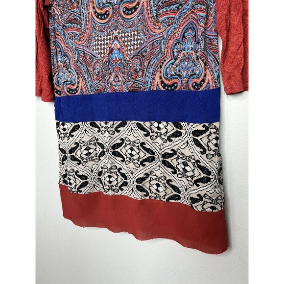 Akemi + Kin Gia Tunic Size Small Rust Blue Paisley Boho - Picture 3 of 7